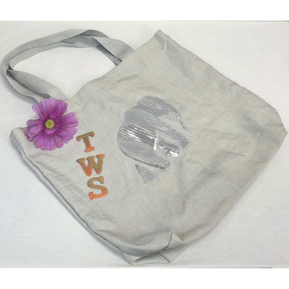 Banana Republic Handbags - Banana Republic Grey Nylon Sequin Elephant Tote Bag Reusable Shopper Eco Friendl